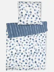 Satinbettwäsche "Mille Fleure" 155x220cm Weiß