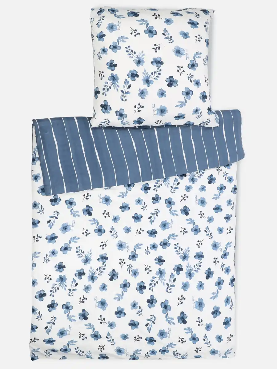 Bild 1 von Satinbettwäsche "Mille Fleure" 155x220cm Weiß