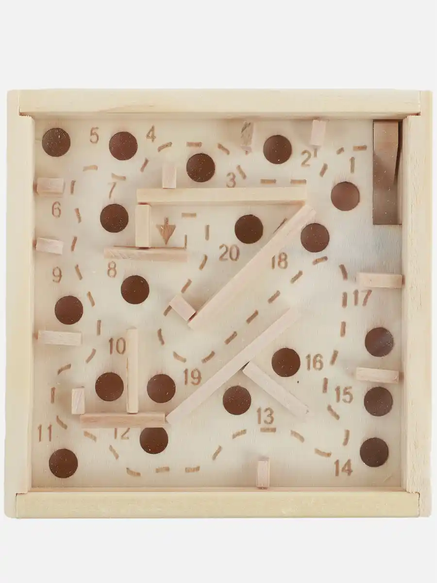 Bild 2 von Kugellabyrinth aus Holz, 12x12cm Braun