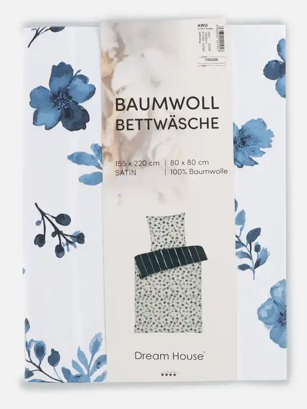 Bild 2 von Satinbettwäsche "Mille Fleure" 155x220cm Weiß