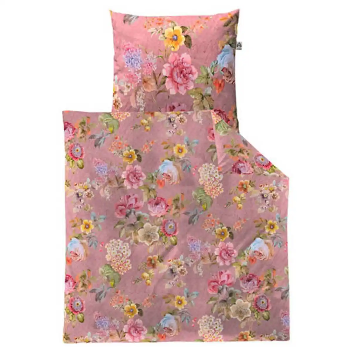 Bild 1 von Feinperkal-Bettwäsche, Rosa Blumen, 155 x 220 + 80 x 80 cm