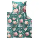 Bild 1 von Feinperkal-Bettwäsche, Grüne Blumen, 135 x 200 + 80 x 80 cm