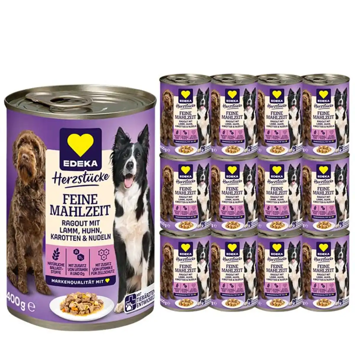 Bild 1 von EDEKA Feine Mahlzeit mit Lamm, Huhn, Nudeln & Karotten 20x400G