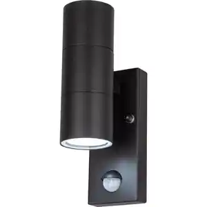 toom Außenwandleuchte 'Delhi' Edelstahl schwarz Ø 6 x 22 cm, mit Bewegungsmelder
