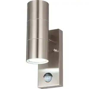 toom Außenwandleuchte 'Delhi' Edelstahl satiniert Ø 6 x 22 cm, mit Bewegungsmelder