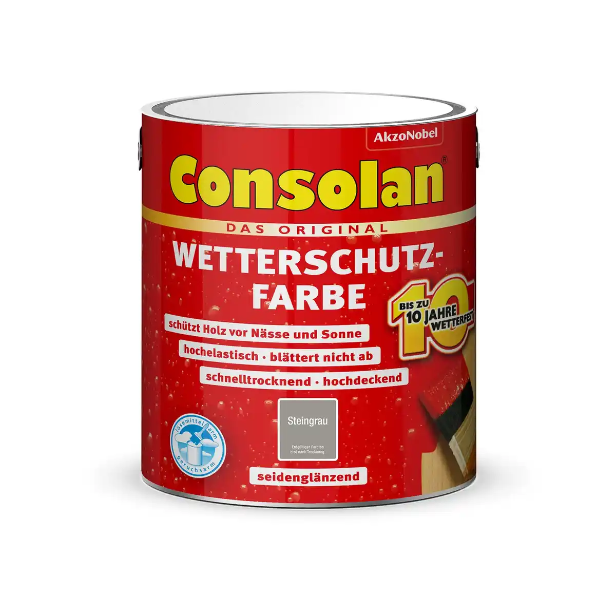 Bild 1 von CONSOLAN Wetterschutzfarbe, 2,5 Liter, seidenglänzend, steingrau