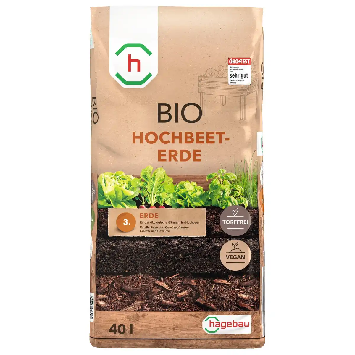 Bild 1 von h-Marke Hochbeet-Erde, Bio, 40 Liter, torffrei, vegan