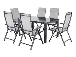 LIVARNO® Alu-Set »Houston«, 7-teilig - Standardtisch & 6 Klappsessel, hellgrau-meliert