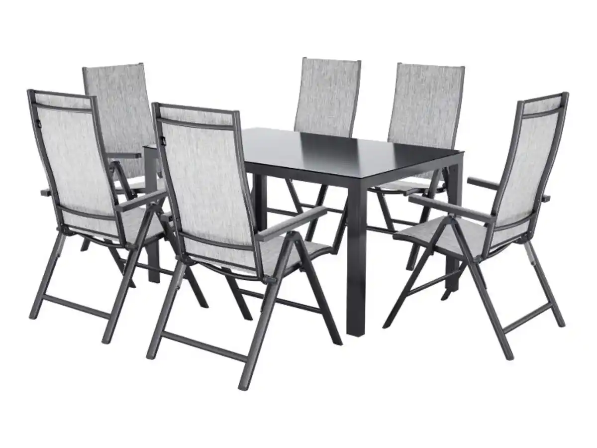 Bild 1 von LIVARNO® Alu-Set »Houston«, 7-teilig - Standardtisch & 6 Klappsessel, hellgrau-meliert