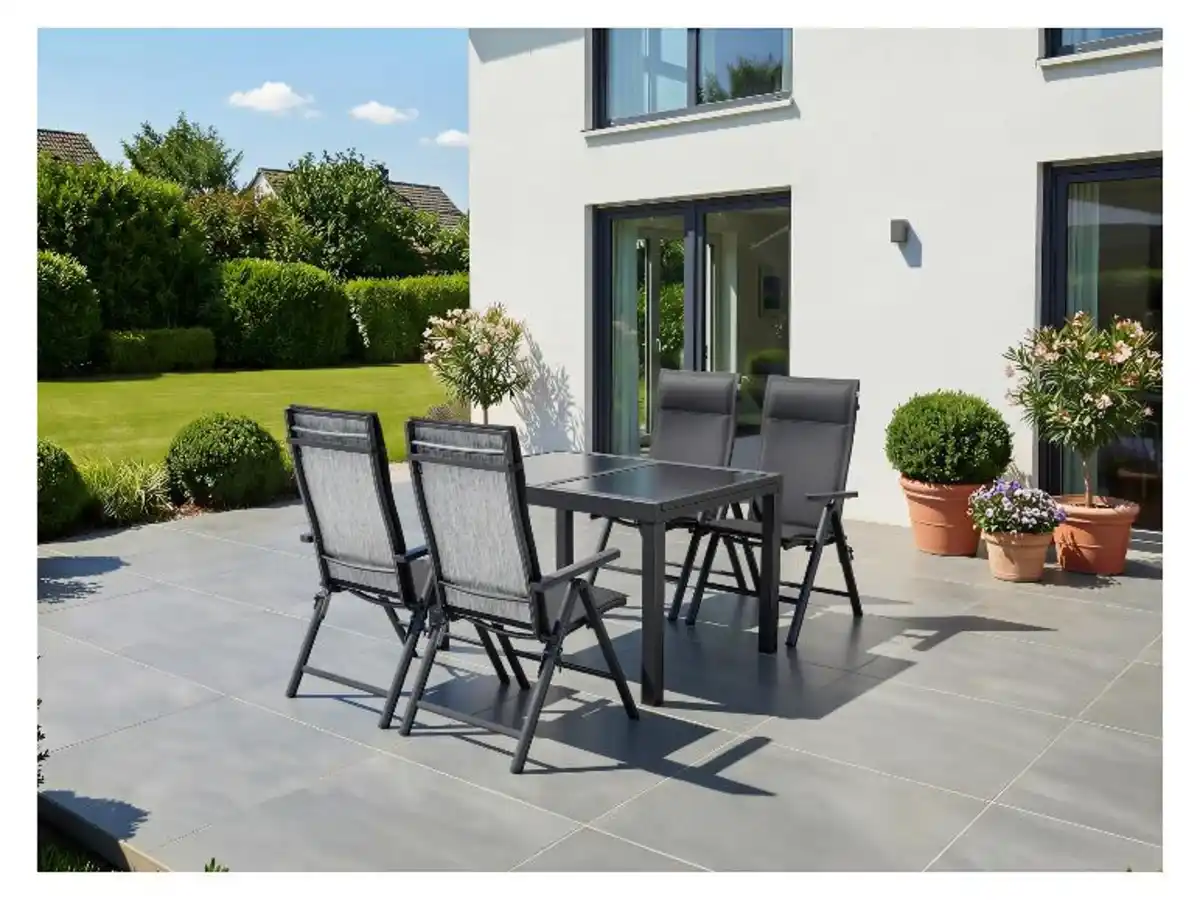 Bild 2 von LIVARNO® Alu-Set »Houston«, 5-teilig - Ausziehtisch & 4 Klappsessel, hellgrau-meliert