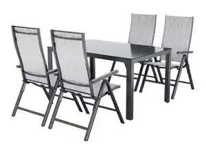 LIVARNO® Alu-Set »Houston«, 5-teilig - Standardtisch & 4 Klappsessel, hellgrau-meliert