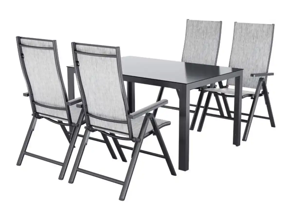 Bild 1 von LIVARNO® Alu-Set »Houston«, 5-teilig - Standardtisch & 4 Klappsessel, hellgrau-meliert