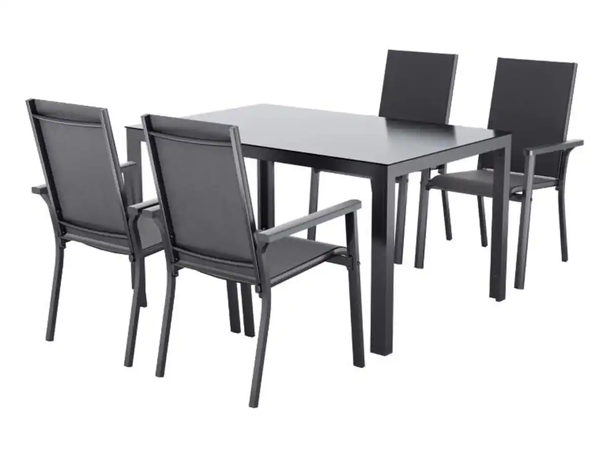 Bild 1 von LIVARNO® Alu-Set »Houston«, 5-teilig - Standardtisch & 4 Stapelsessel, anthrazit