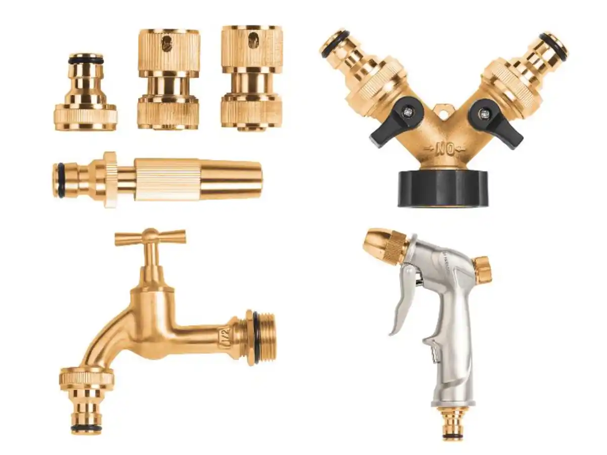 Bild 1 von PARKSIDE® Messing-Stecksystem / Messing-2-Wege-Verteiler / Wasserhahn Messing / Messing-Gartenspritze