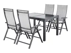 LIVARNO® Alu-Set »Houston«, 5-teilig - Ausziehtisch & 4 Klappsessel, hellgrau-meliert