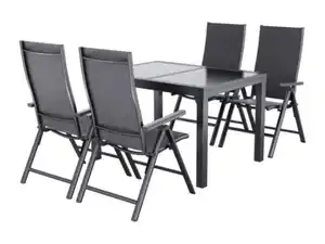 LIVARNO® Alu-Set »Houston«, 5-teilig - Ausziehtisch & 4 Klappsessel, anthrazit