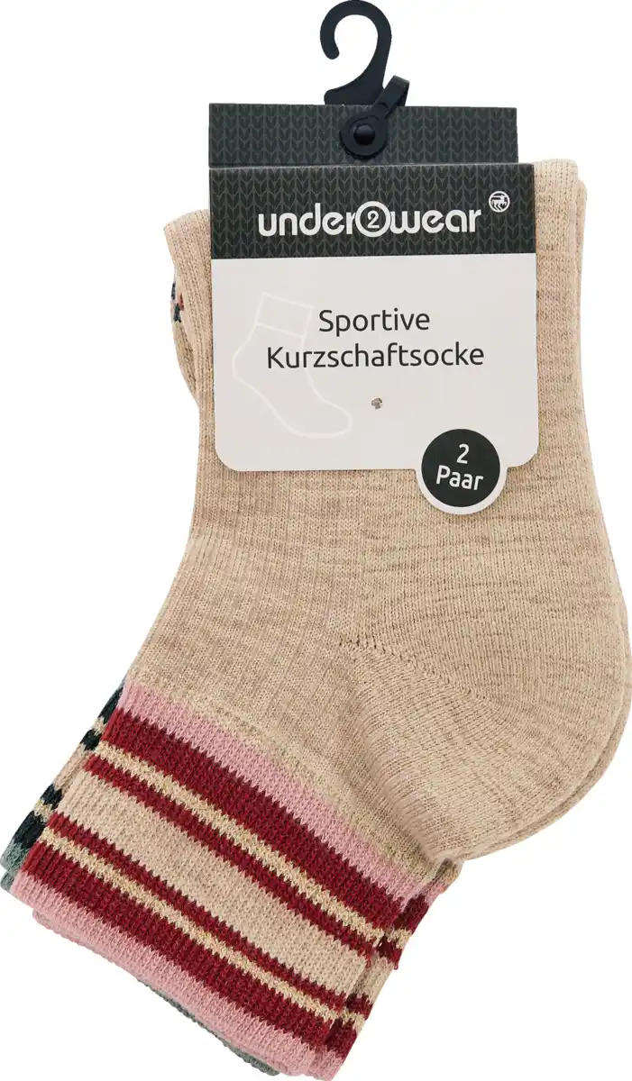 Bild 1 von under2wear 2er Crew Socks Kurzschaft Beige Melange Gr. 39/42
