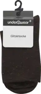 under2wear Kurzschaftsocke Glitzer Rollbund braun Gr. 39/42