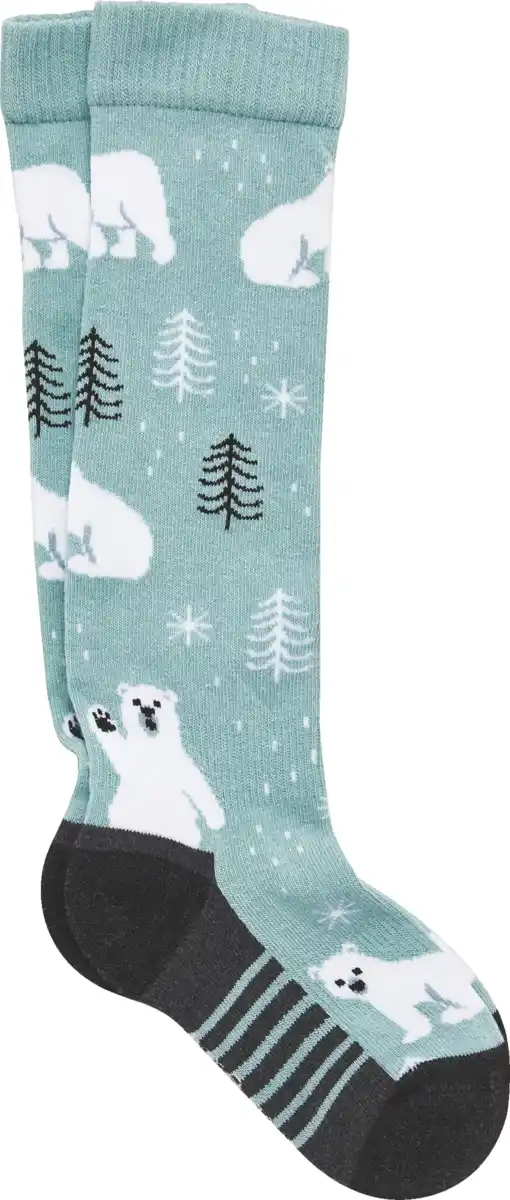 Bild 2 von under2wear kids Kniestrumpf mit Wolle Eisbär türkis Gr. 27/30