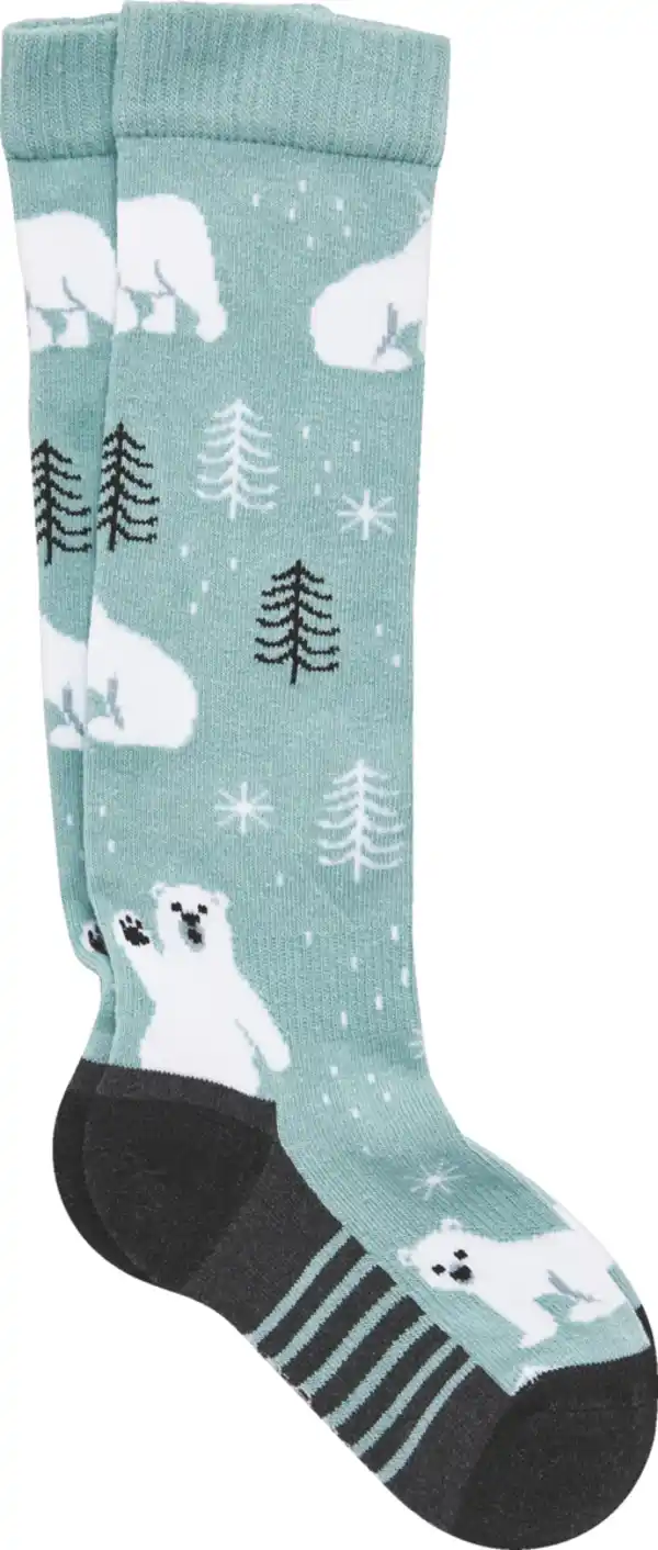 Bild 2 von under2wear kids Kniestrumpf mit Wolle Eisbär türkis Gr. 27/30