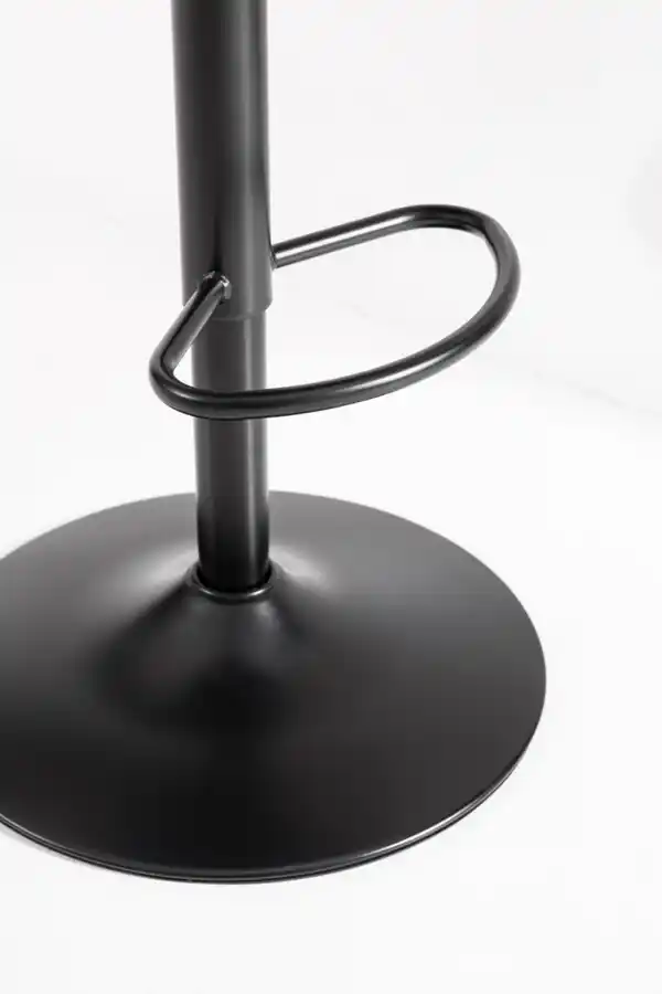 Bild 4 von Barhocker mit Walnussholz-Rückenlehne, verstellbarer Sitzhöhe, ca. 53 x 44 cm – Schwarz