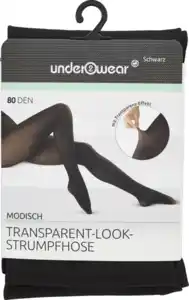 under2wear Transparent Look Strumpfhose schwarz Gr. S (36/38)