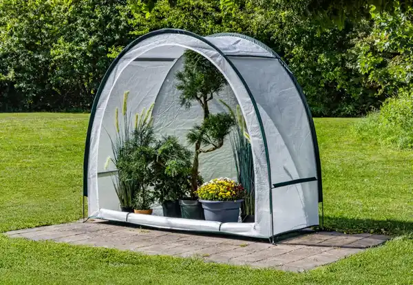 Bild 2 von Ganzjahres-Gewächshaus mit Fiberglas-Gestänge und robuster PE-Abdeckung ca. 300 x 80 x 220cm – Weiß