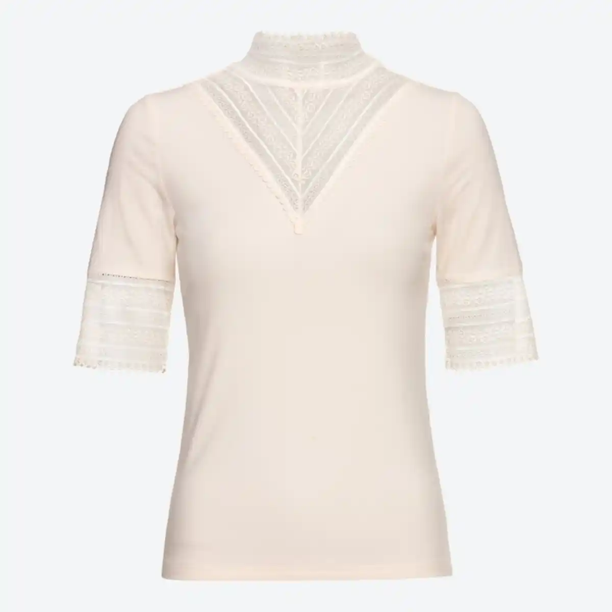 Bild 2 von Damen-T-Shirt mit Spitze am Ausschnitt