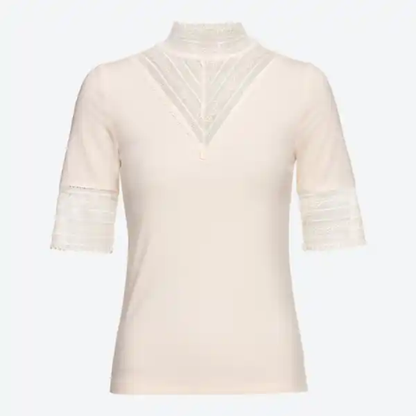 Bild 2 von Damen-T-Shirt mit Spitze am Ausschnitt