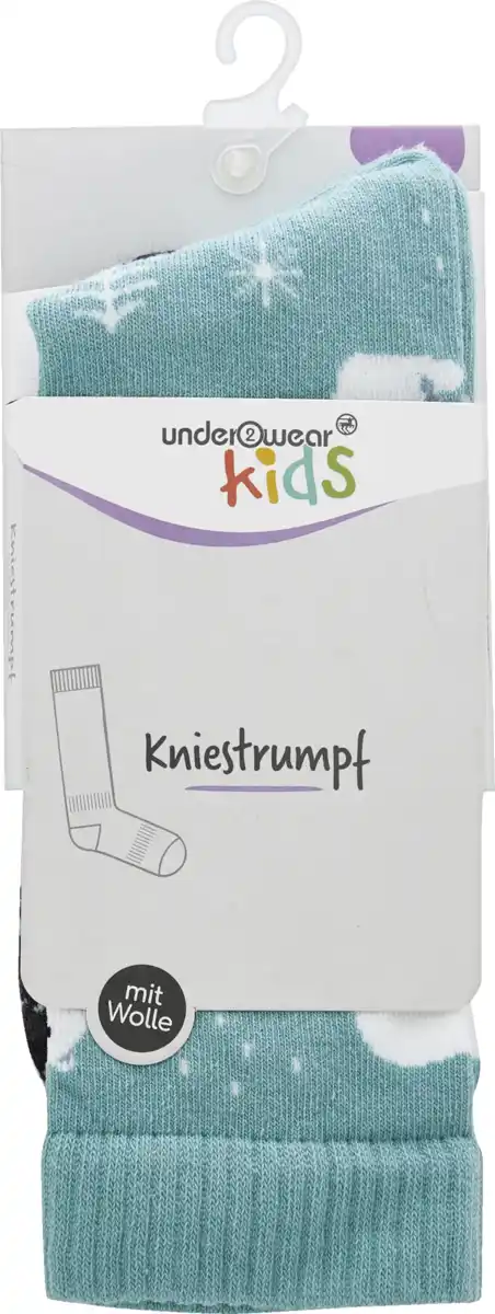Bild 1 von under2wear kids Kniestrumpf mit Wolle Eisbär türkis Gr. 27/30
