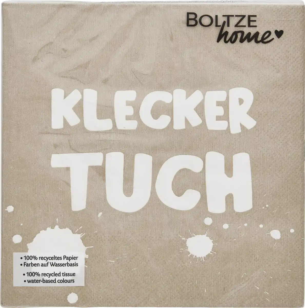Bild 1 von BOLTZE Servietten Klecker 20 tlg 2 sort Papier SpruchText Einfarbig Quadrat Wort
