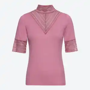 Damen-T-Shirt mit Spitze am Ausschnitt