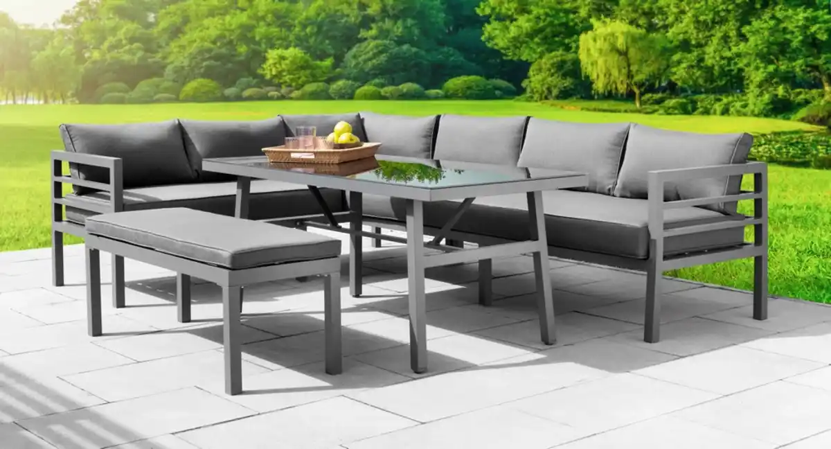 Bild 2 von 14tlg. Alu-Lounge SEBASTIAN Ecksofa Set - Anthrazit