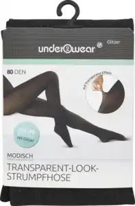 under2wear Transparent Look Strumpfhose Glitzer schwarz Gr. L (44/46)
