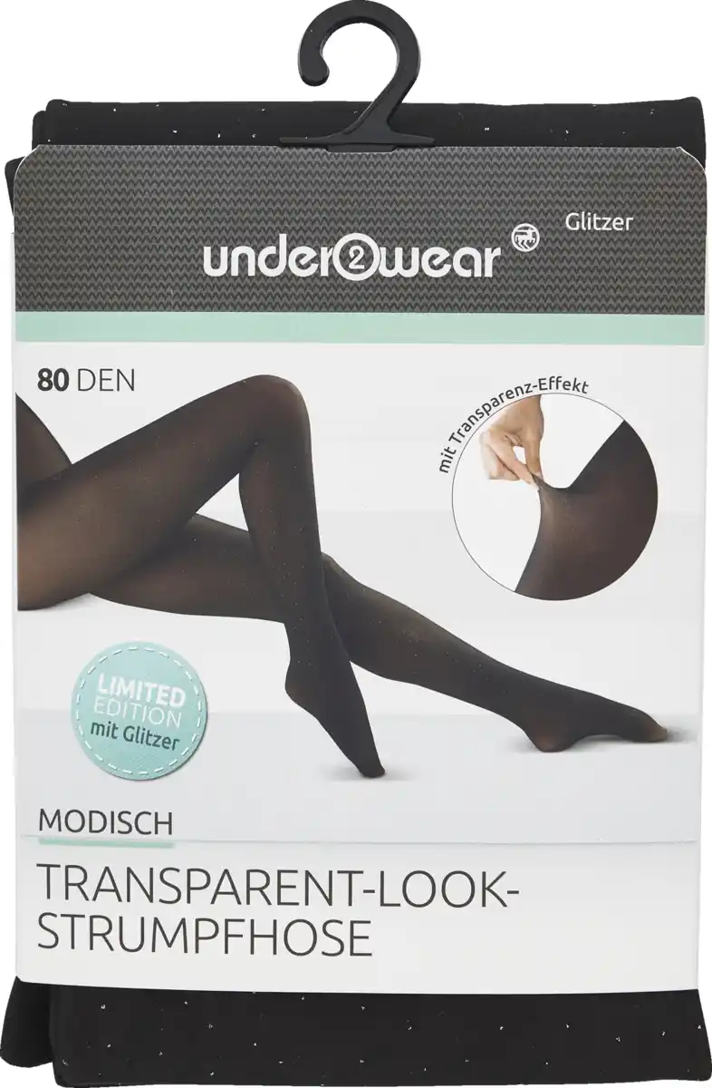 Bild 1 von under2wear Transparent Look Strumpfhose Glitzer schwarz Gr. L (44/46)