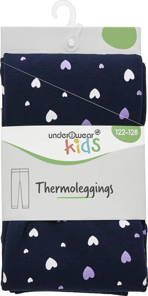 Bild 1 von under2wear kids Thermoleggings navy Herz-Allover Gr. 122/128