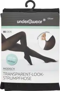under2wear Transparent Look Strumpfhose Glitzer schwarz Gr. S (36/38)