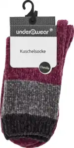 under2wear Kuschelsocke Chenille Colour-Blocking Beere Gr. 35/38