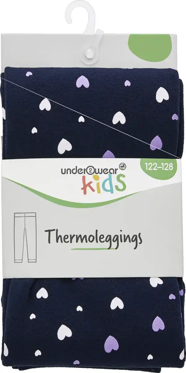 Bild 1 von under2wear kids Thermoleggings navy Herz-Allover Gr. 134/140