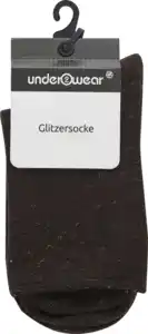 under2wear Kurzschaftsocke Glitzer Rollbund braun Gr. 35/38