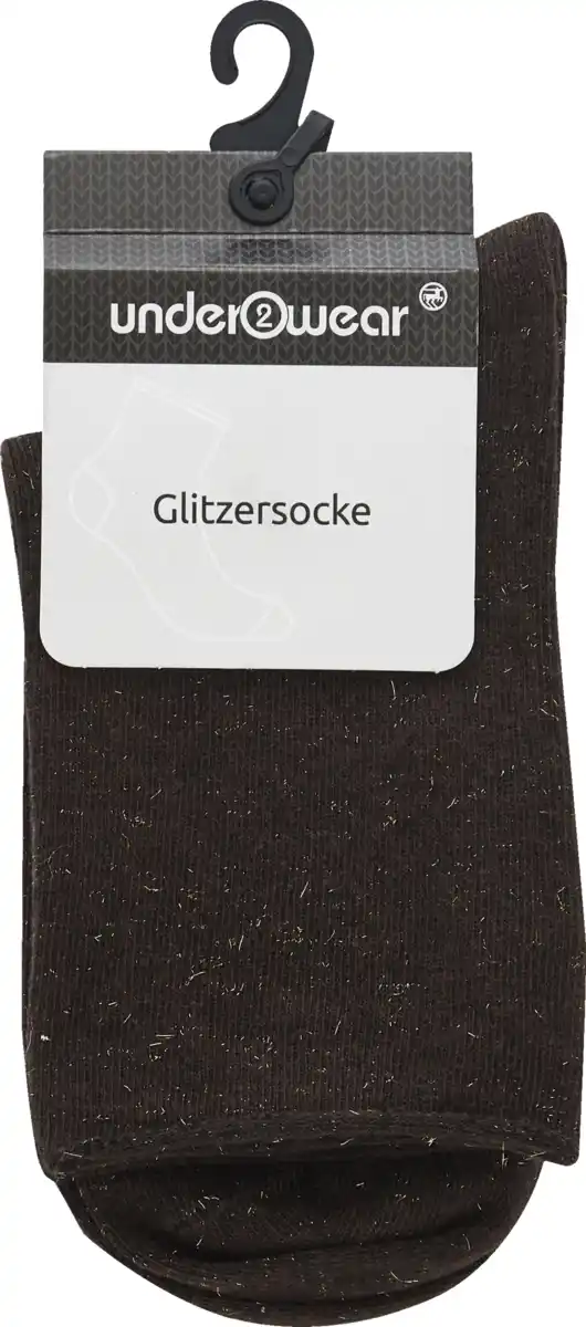 Bild 1 von under2wear Kurzschaftsocke Glitzer Rollbund braun Gr. 35/38