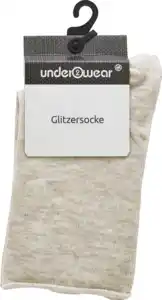 under2wear Kurzschaftsocke Glitzer Rollbund beige Mel. Gr. 39/42