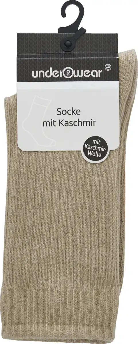 Bild 1 von under2wear Feine Kashmir Socke Rippe beige Mel. Gr. 35/38