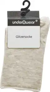 under2wear Kurzschaftsocke Glitzer Rollbund beige Mel. Gr. 35/38