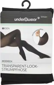 under2wear Transparent Look Strumpfhose schwarz Gr. M (40/42)