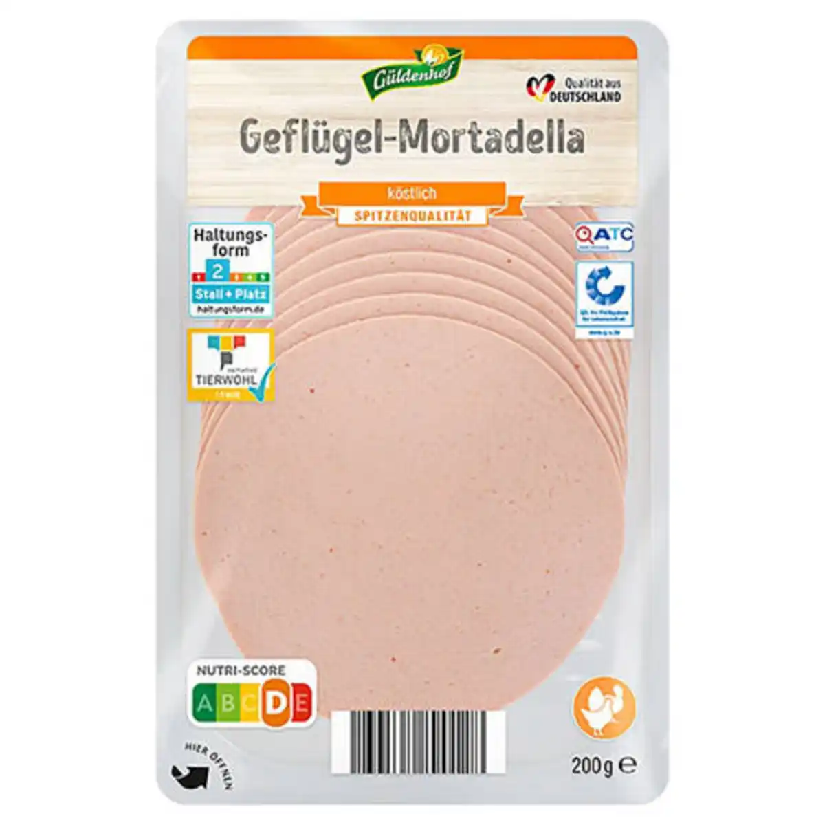Bild 1 von GÜLDENHOF Geflügel-Frischwurst-Aufschnitt 200 g, Mortadella
