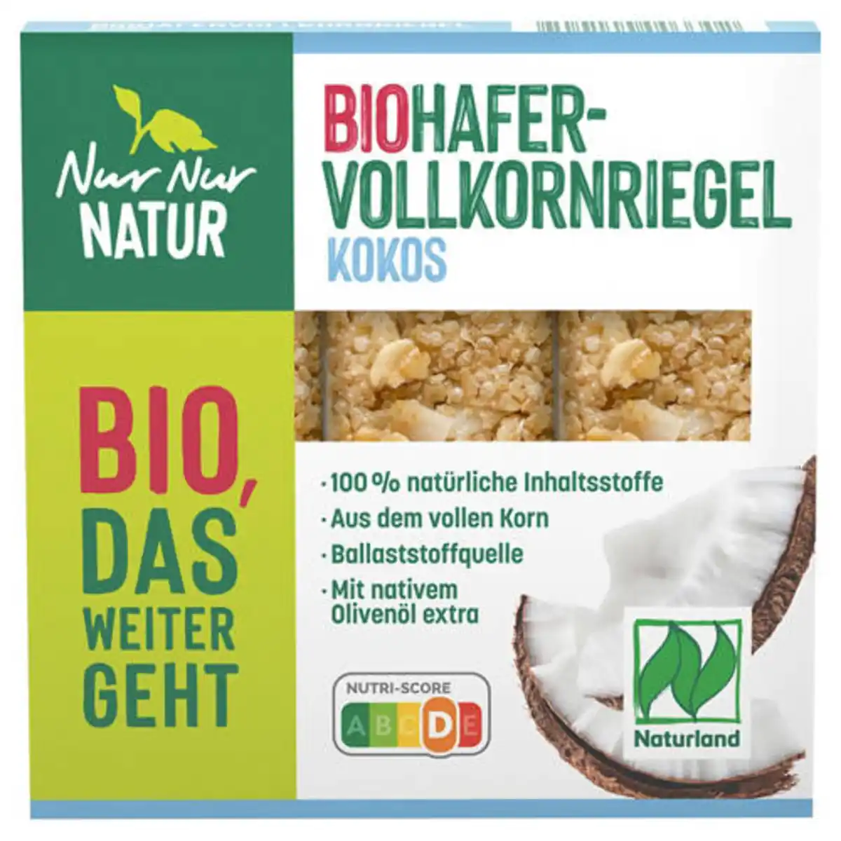 Bild 1 von NUR NUR NATUR Bio-Hafervollkorn-Riegel 105 g, Kokos