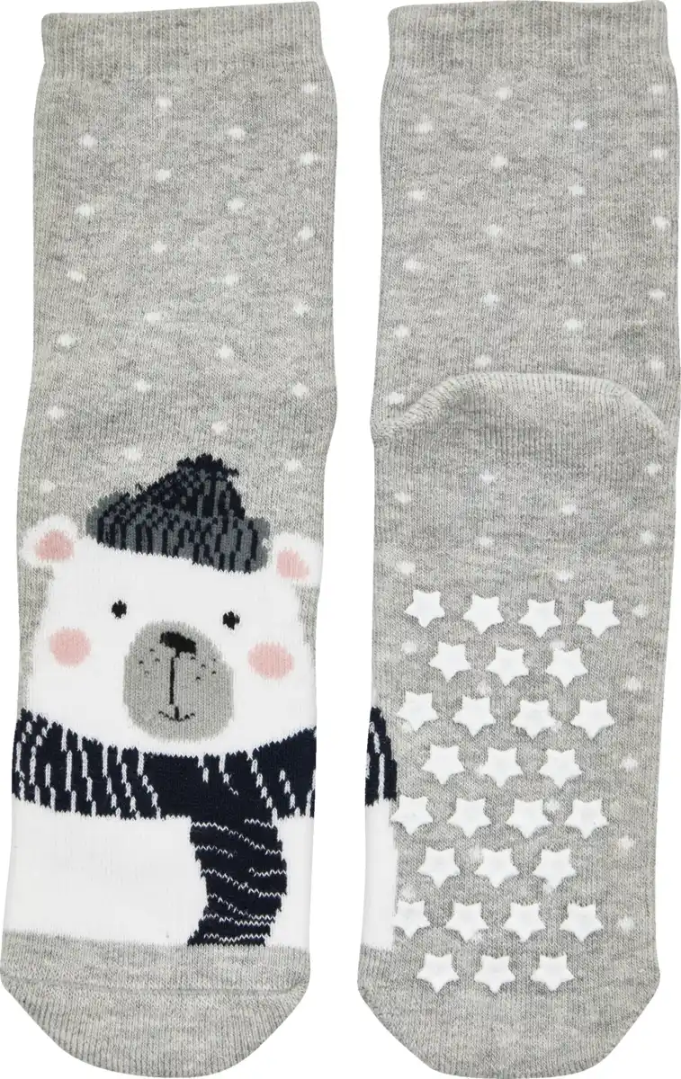 Bild 2 von under2wear kids Stopper Socken mit ABS Eisbär grau Gr. 31/34