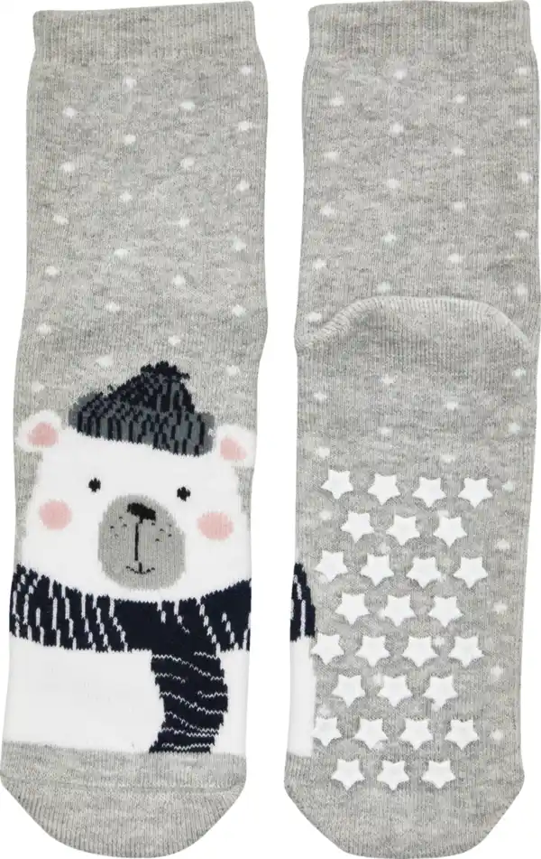 Bild 2 von under2wear kids Stopper Socken mit ABS Eisbär grau Gr. 31/34