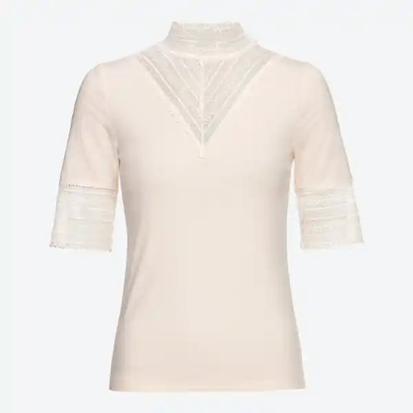 Bild 3 von Damen-T-Shirt mit Spitze am Ausschnitt